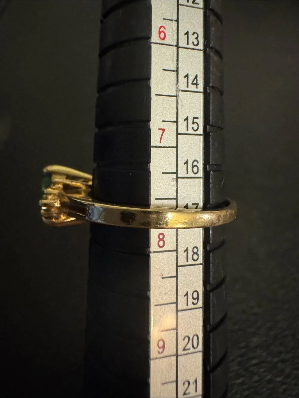 14kt Gold Emerald Ring with Baguette Side Diamonds